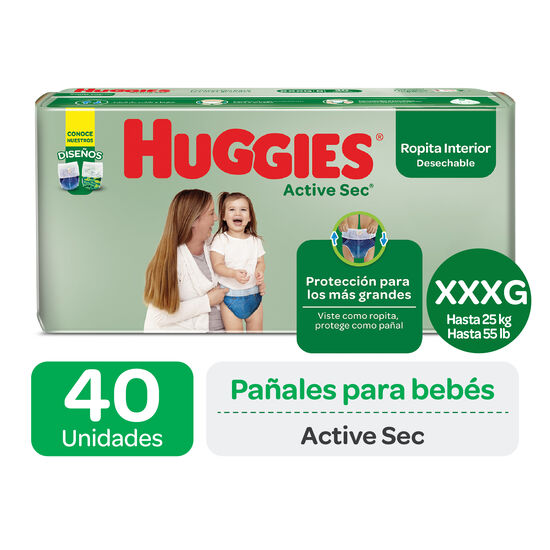 Ropita Interior Desechable Huggies Active Sec Paq. 36 Un - Talla XXXG